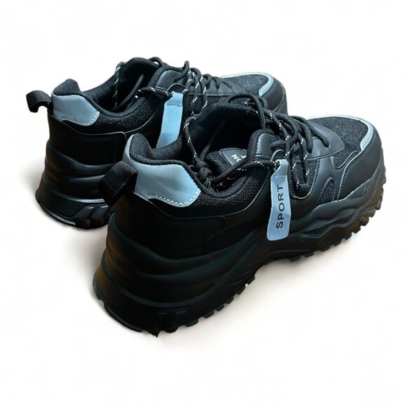 Fashion Sport Men's Athletic Black & Gray Sport Sneakers, Size 12, New - Picture 4 of 9